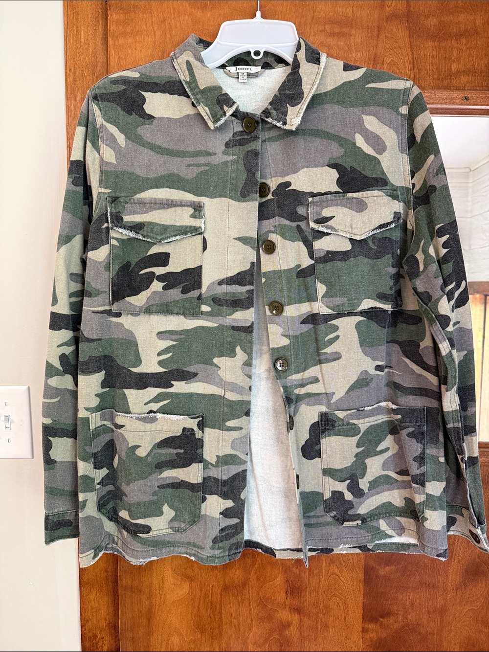 Camo Button-Up Utility Jacket - Green/Black/Tan